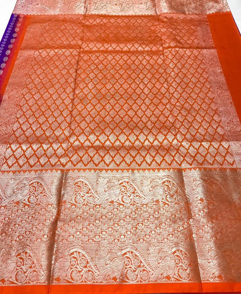 Purple Handloom Venkatgiri Pure Silk Saree - Luxurion World