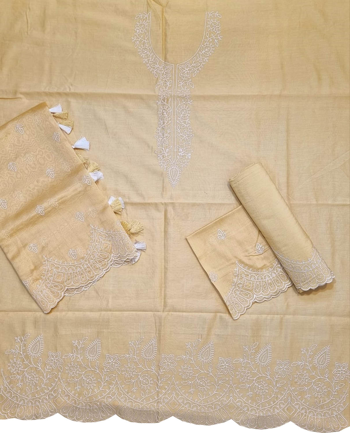 Get the Perfect Look with Pastel Banarasi Embroidered Chanderi Silk Suit Set - Shop Now! - Luxurion World