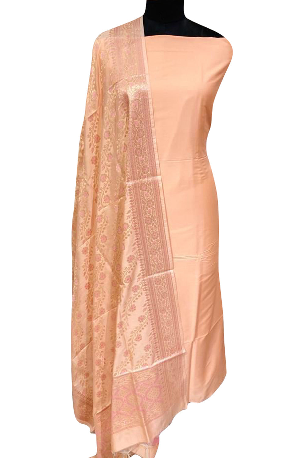 Orange Banarasi Plain Silk Suit - Luxurion World