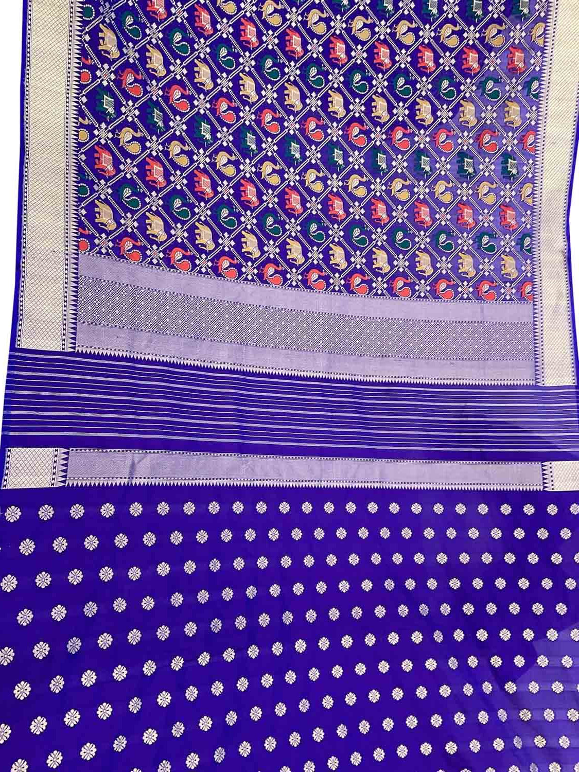 Stunning Blue Handloom Banarasi Katan Silk Suit Set - Unstitched - Luxurion World