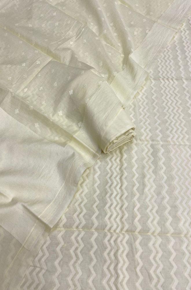 Dyeable Banarasi Cotton Three Piece Unstitched Suit Set - Luxurion World