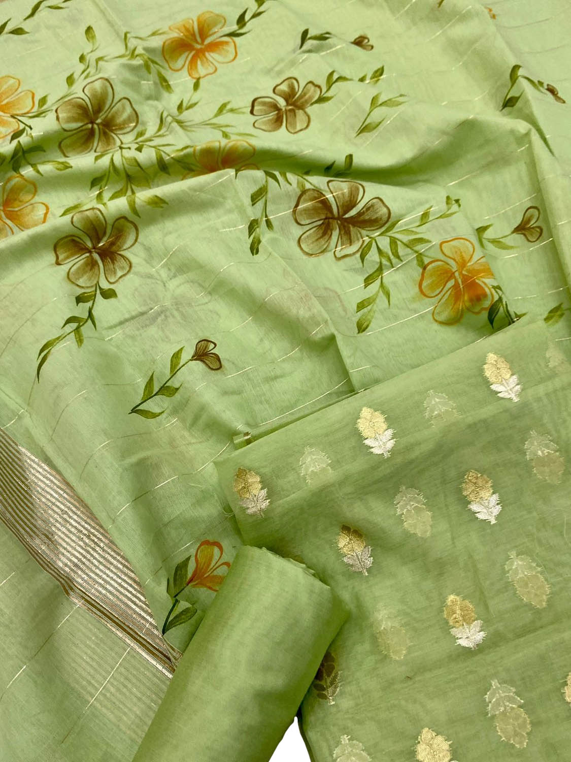 Get the Latest Green Banarasi Chanderi Silk Suit Set - Shop Ethnic Wear Now! - Luxurion World