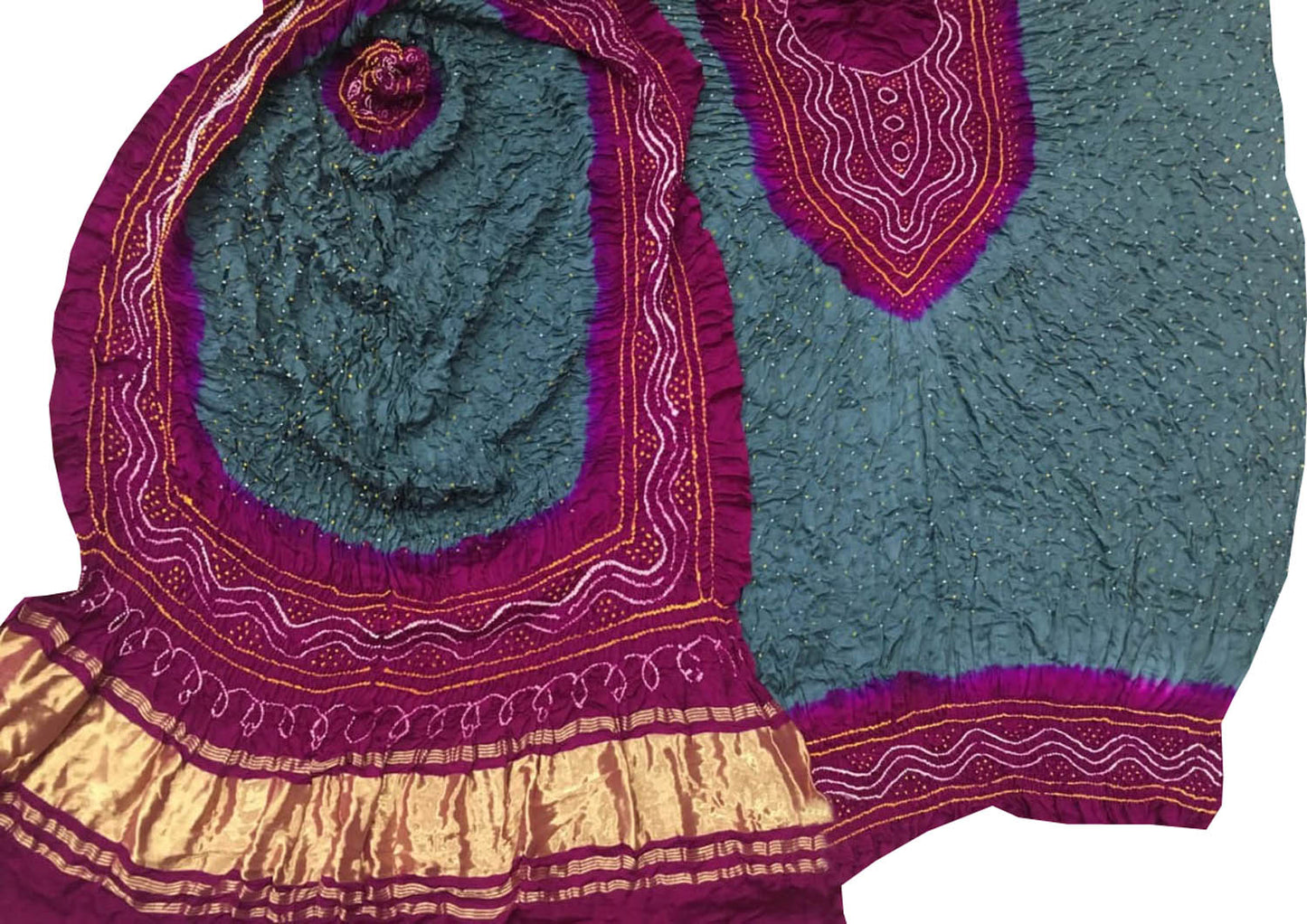 Grey Bandhani Gajji Silk Three Piece Unstitched Suit Set - Luxurion World