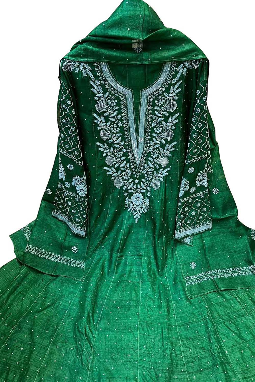 slim fit dress slacks Elegant Green Chikankari Silk Anarkali Suit Set