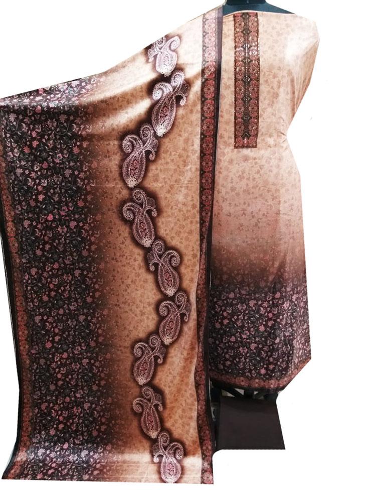 Pastel Digital Printed Velvet Three Piece Unstitched Suit Set - Luxurion World