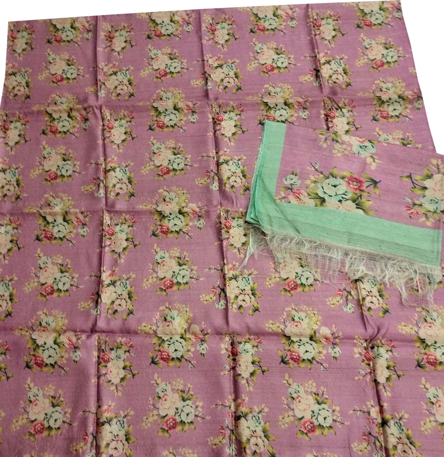 Digital Print Pink Tussar Moonga Suit Set - Unstitched Elegance - Luxurion World