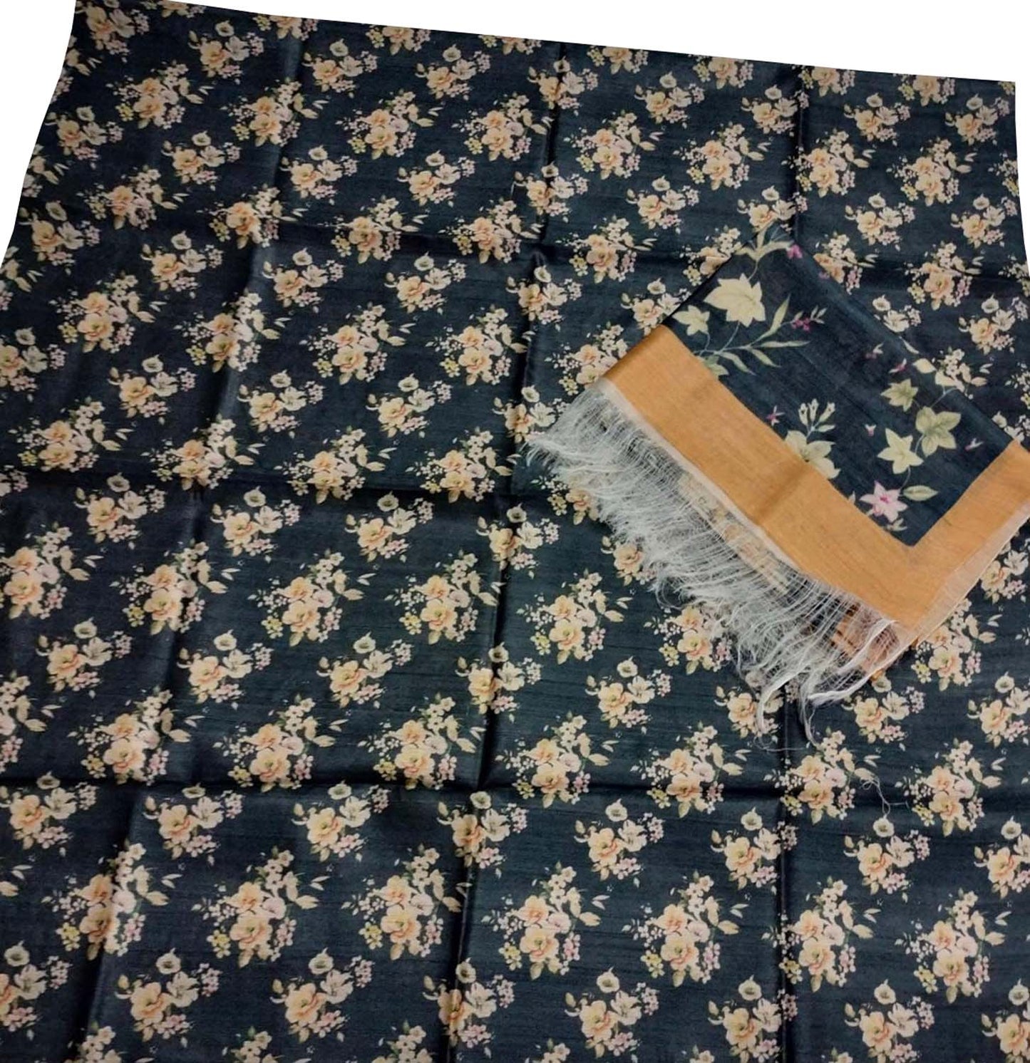 Get Trendy with Black Tussar Moonga Suit - Digital Print 3-Piece Set - Luxurion World