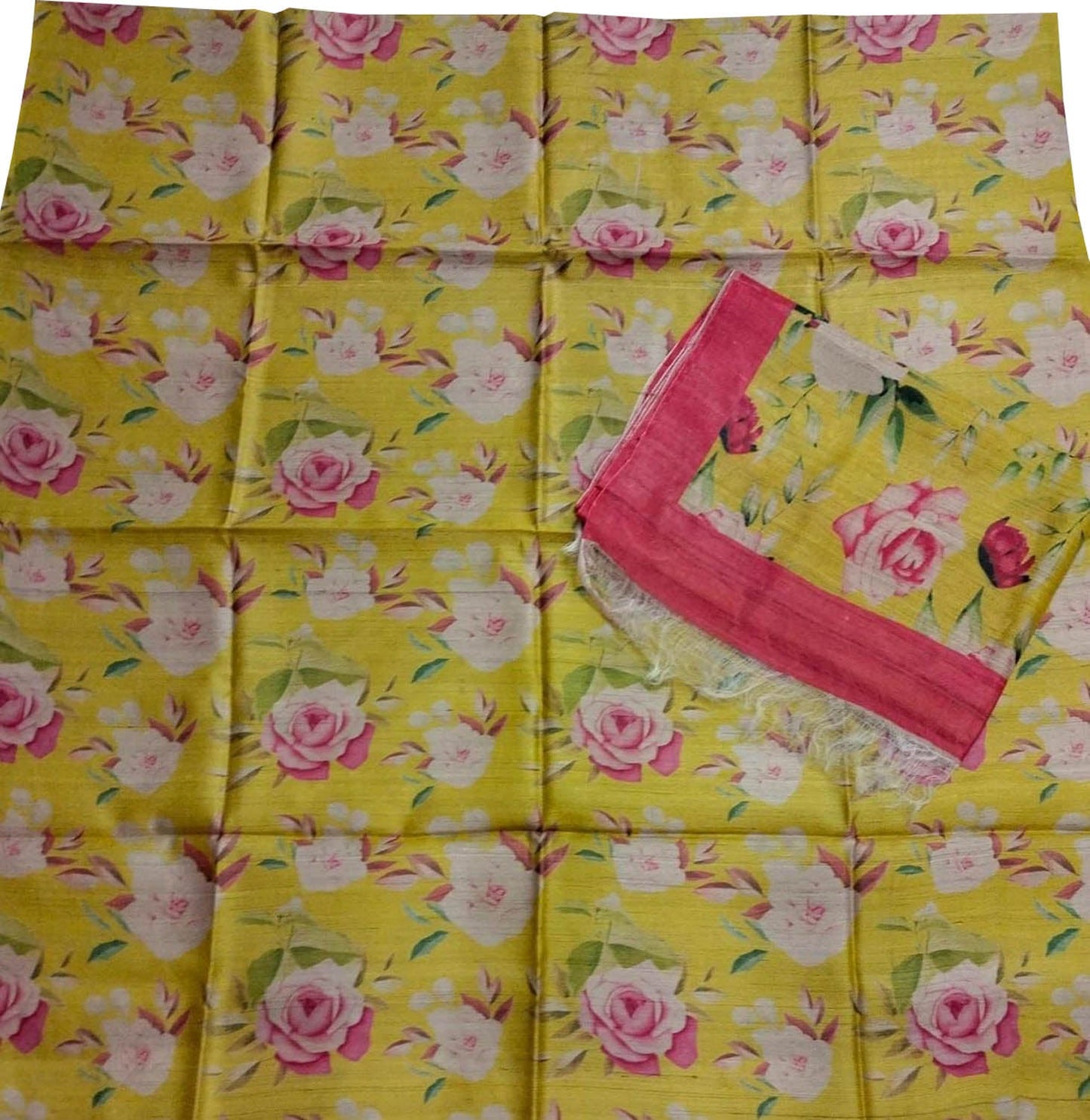 Get Ready to Shine in a Yellow Tussar Moonga Suit with Digital Print - 3 Piece Set - Luxurion World