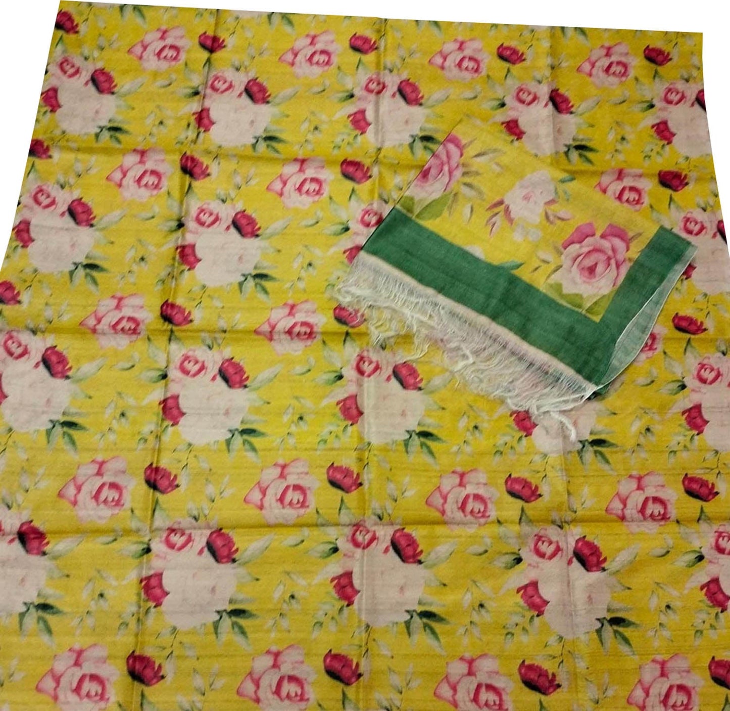 Get Ready to Shine in Yellow Tussar Moonga Suit with Digital Print - 3 Piece Set - Luxurion World