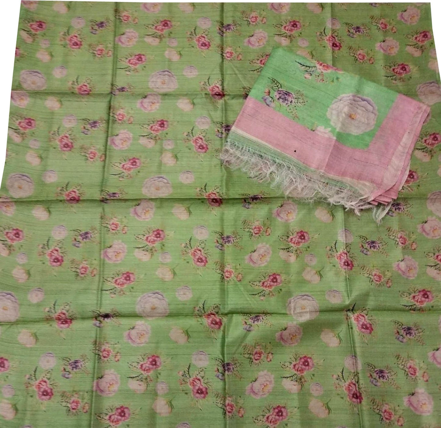 Green Tussar Moonga Suit with Digital Print - 3 Piece Set for Stylish Look - Luxurion World