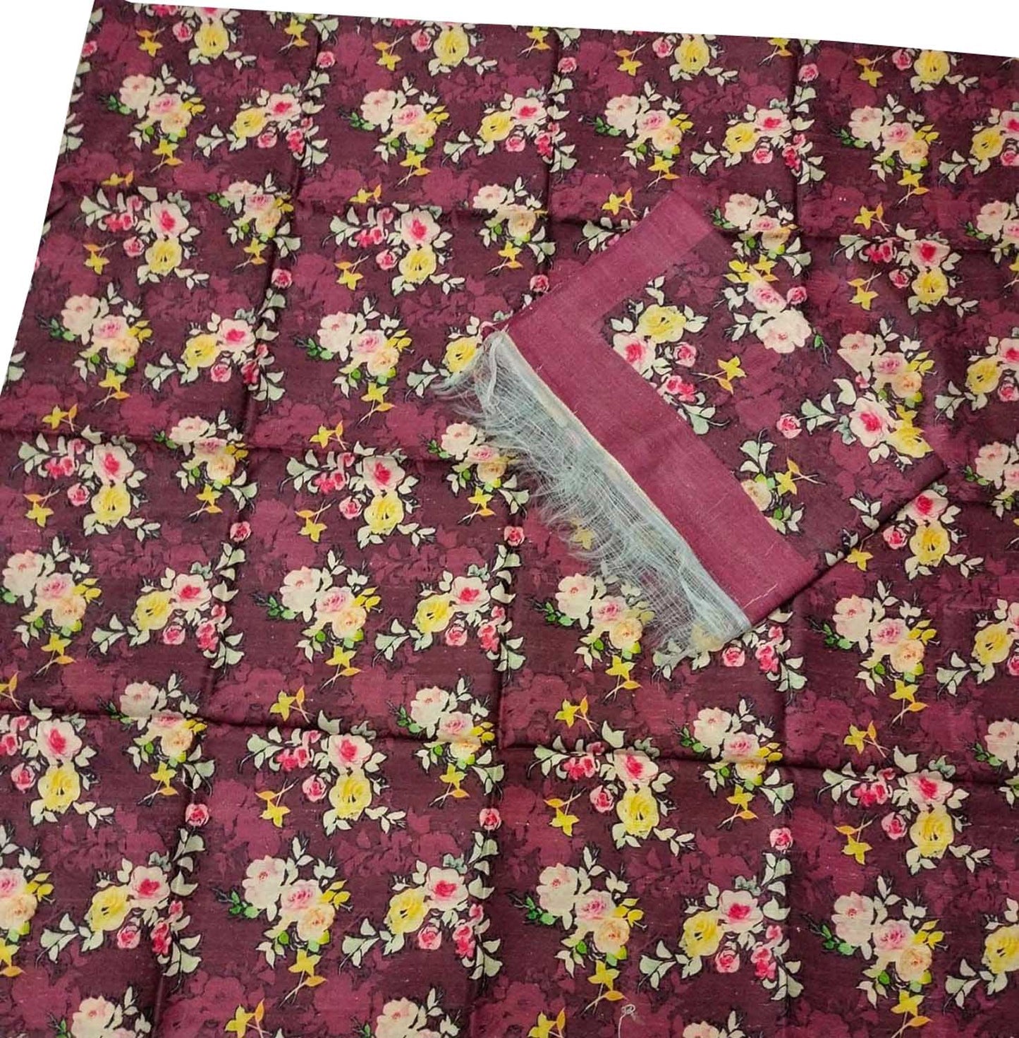 Digital Print Maroon Tussar Moonga Suit Set - Stylish & Unstitched - Luxurion World