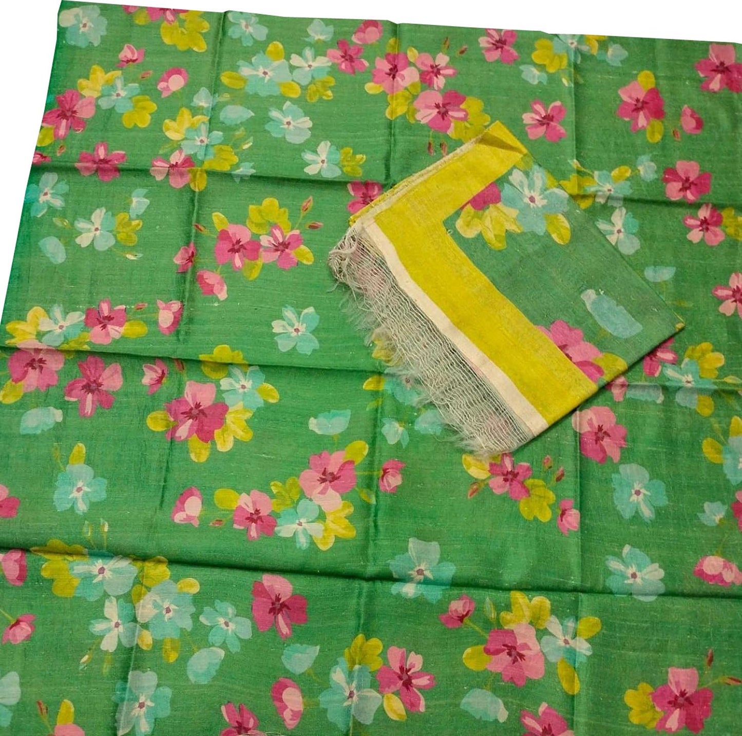 Green Tussar Moonga Suit Set: Stylish Digital Print - Unstitched - Luxurion World