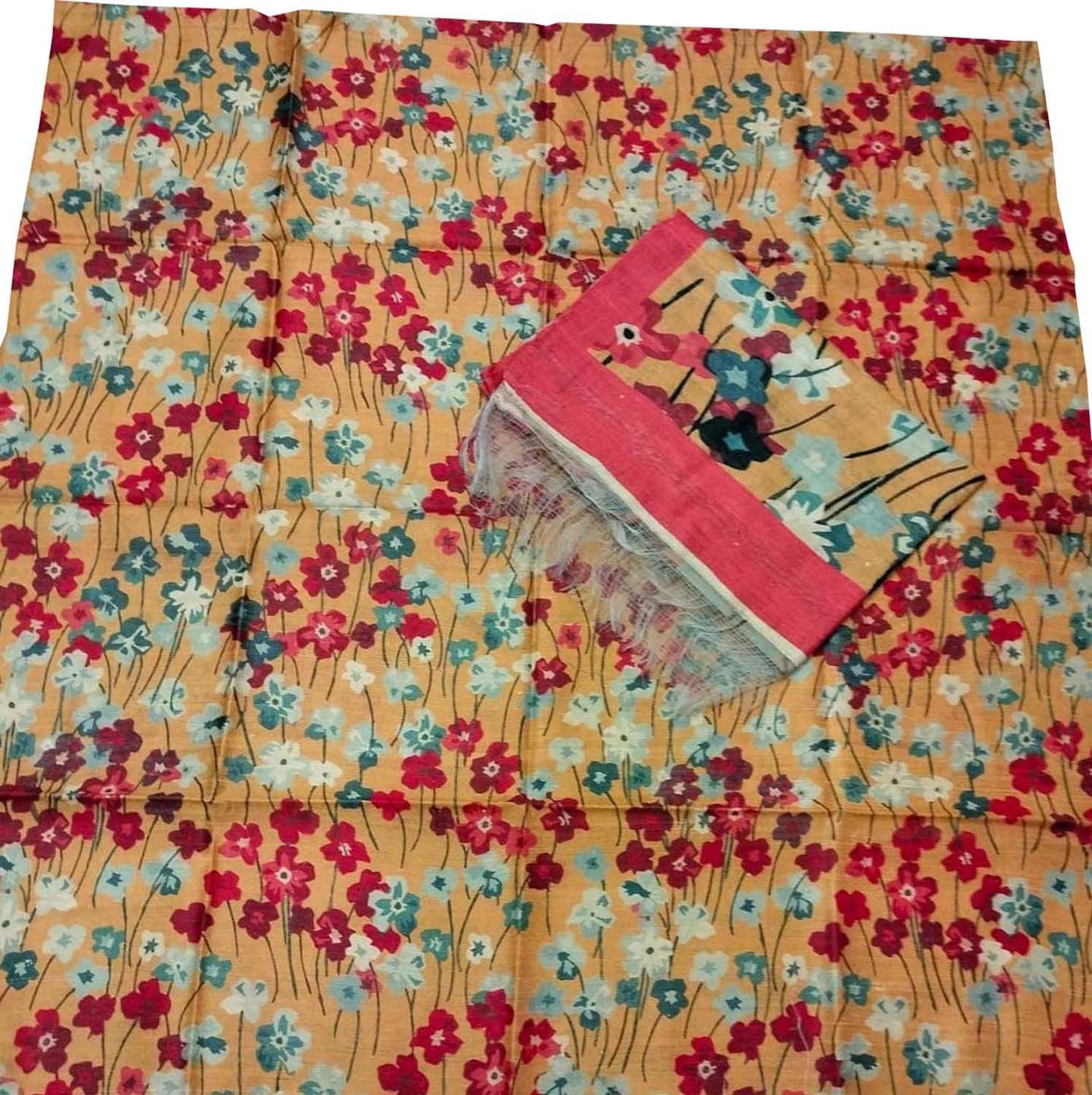 Digital Print Orange Tussar Moonga Suit Set - Stylish & Unstitched - Luxurion World