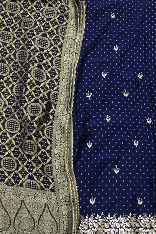 Blue Gota Patti Work Banarasi Dola Silk Suit - Luxurion World