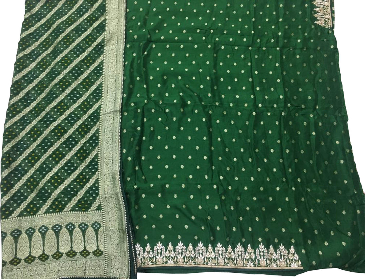 Green Gota Patti Work Banarasi Dola Silk Suit - Luxurion World