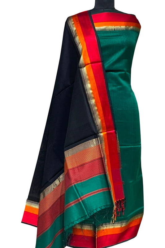 Green Maheshwari Handloom Cotton Silk Suit - Luxurion World