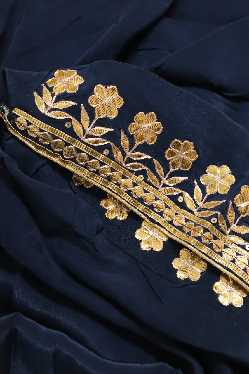 Black Leheriya With Gota Patti Work Pure Organza Saree - Luxurion World