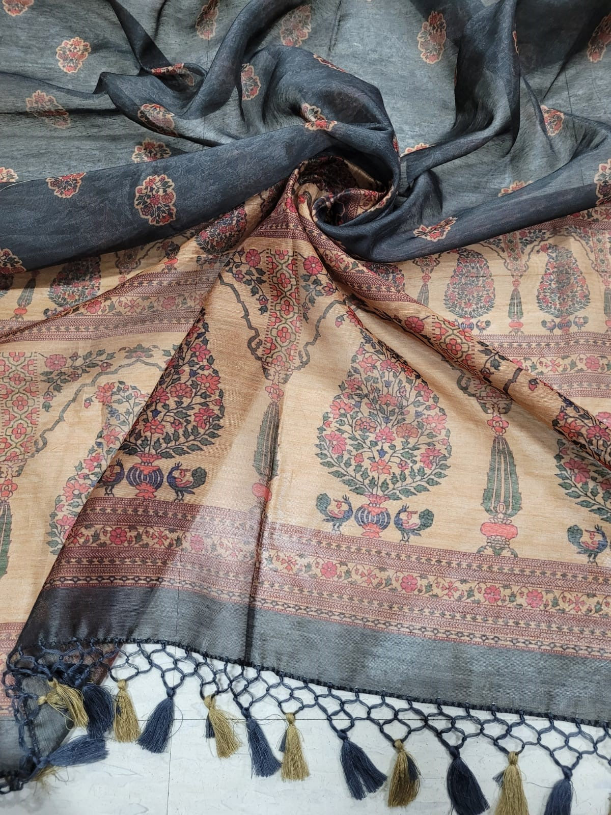 Multicolor Digital Printed Chanderi Silk Dupatta - Luxurion World