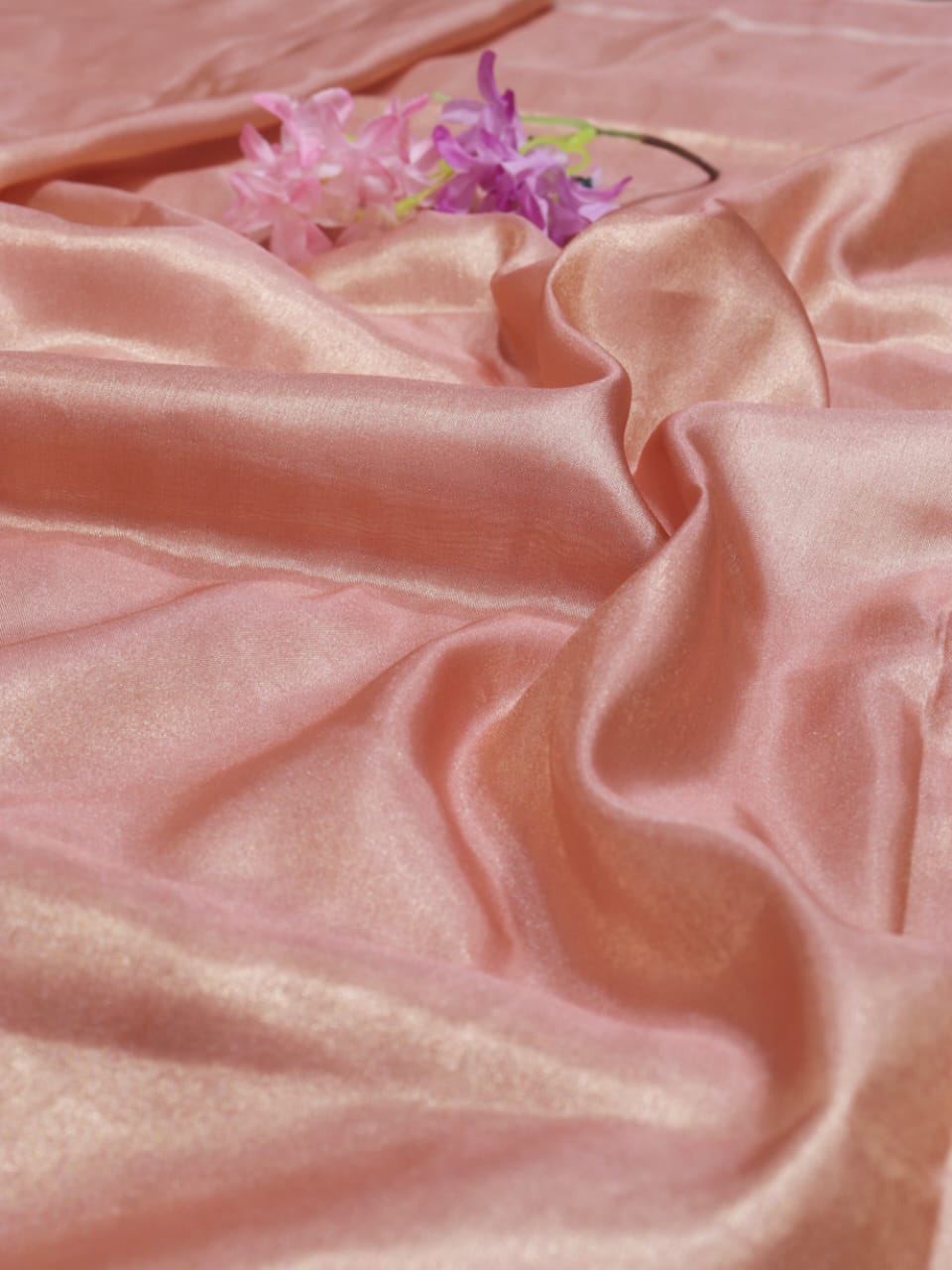 Pink Plain Soft Tissue Katan Silk Fabric ( 1 mtr) - Luxurion World