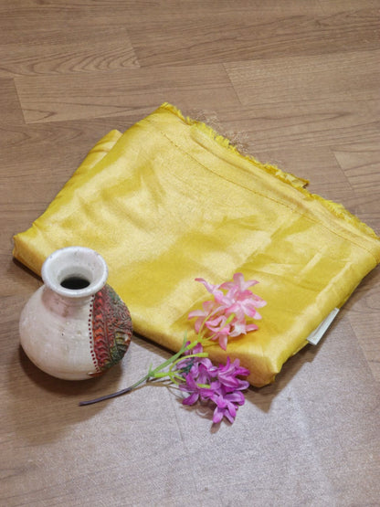 Yellow Plain Soft Tissue Katan Silk Fabric ( 1 mtr) - Luxurion World