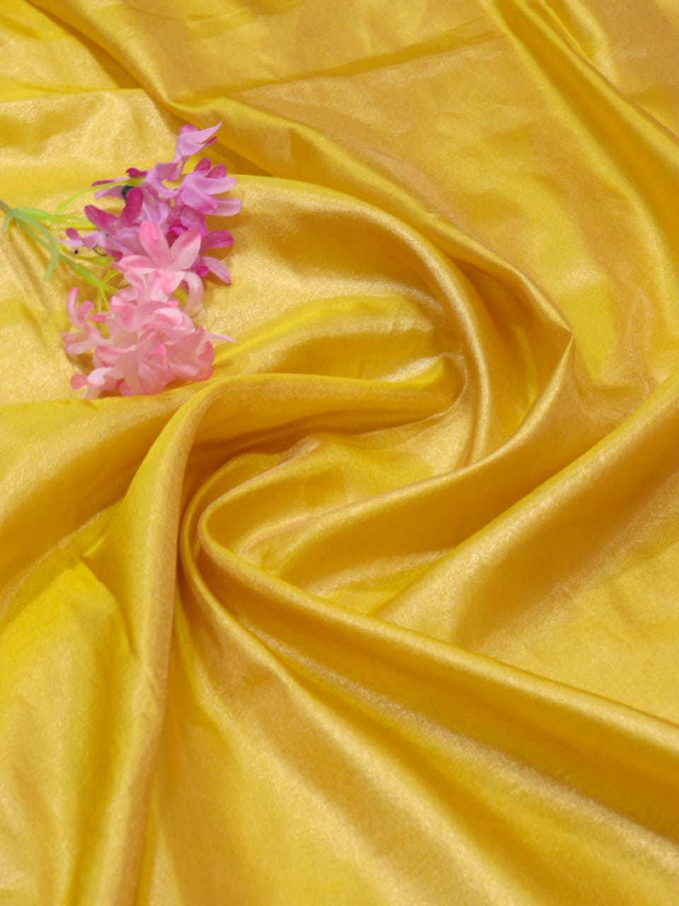 Yellow Plain Soft Tissue Katan Silk Fabric ( 1 mtr) - Luxurion World
