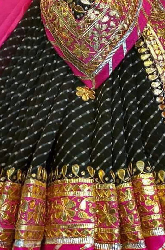 Stunning Black and Pink Gota Patti Georgette Saree for Elegant Occasions - Luxurion World