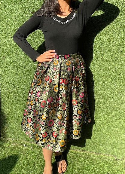 Black Banarasi Kim Khwab Skirt - Luxurion World
