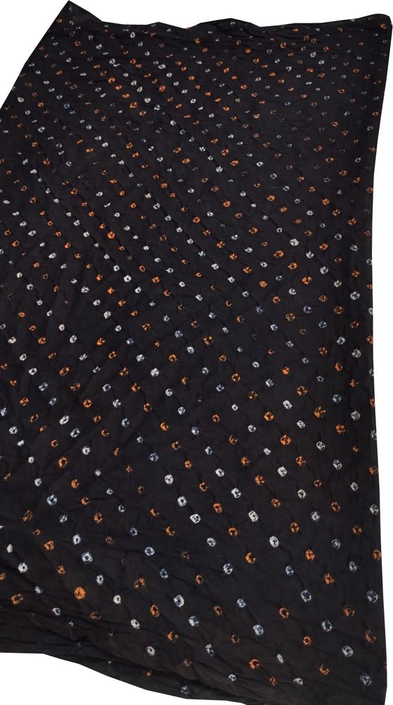Black Bandhani Cotton Silk Fabric ( 1 Mtr ) - Luxurion World