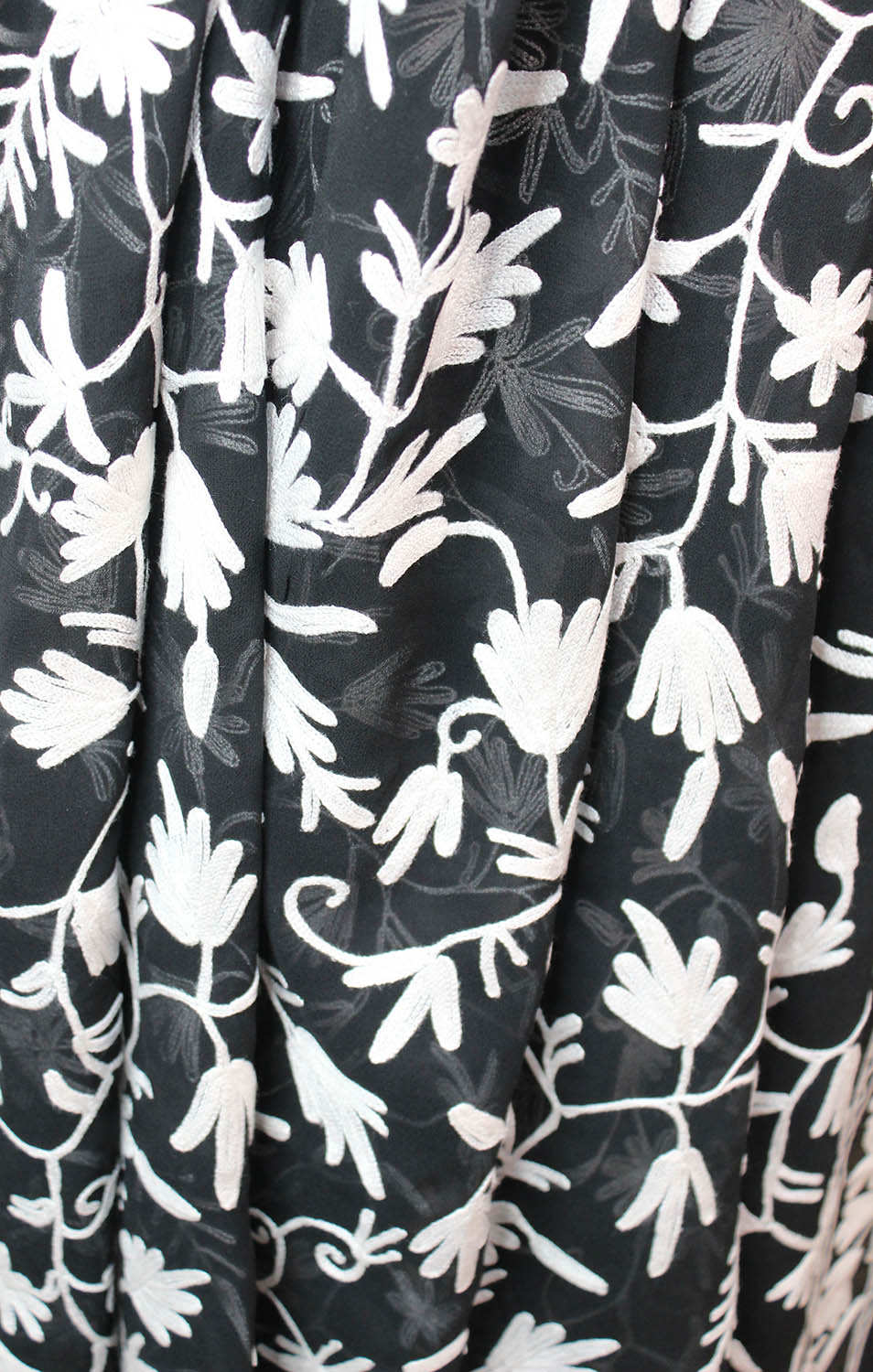 Black Embroidered Kashmiri Aari Work Georgette Saree - Luxurion World