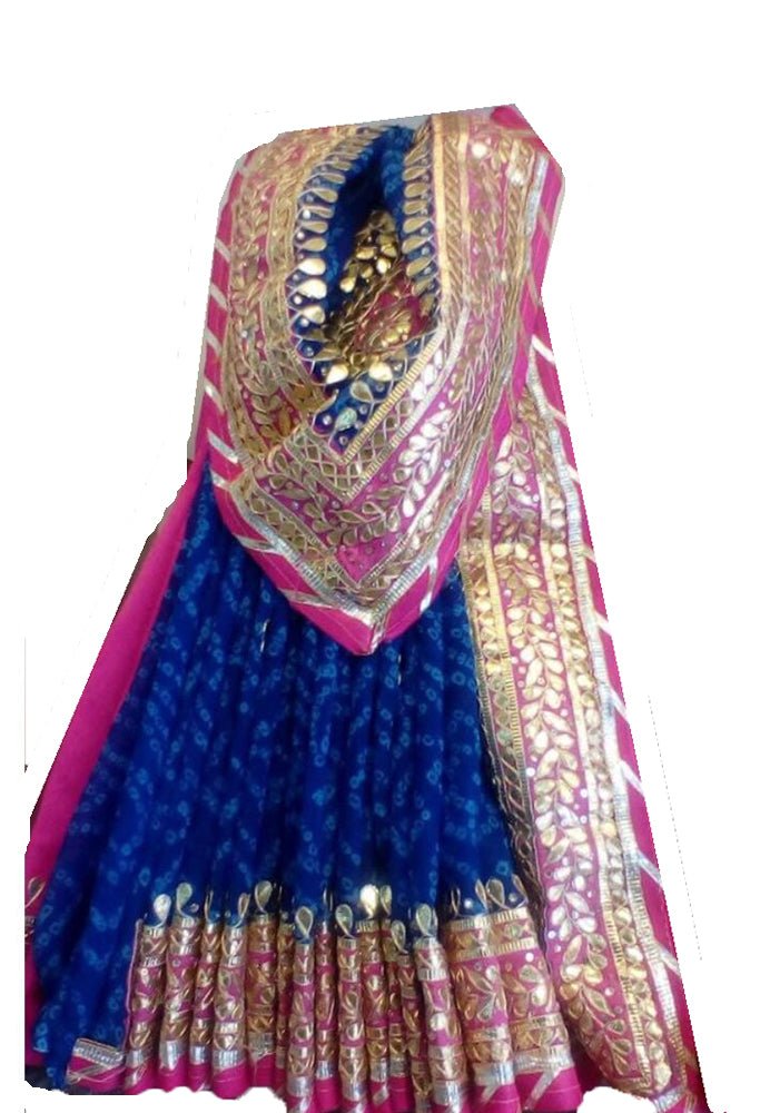 Blue And Pink Gota Patti Georgette Saree - Luxurion World