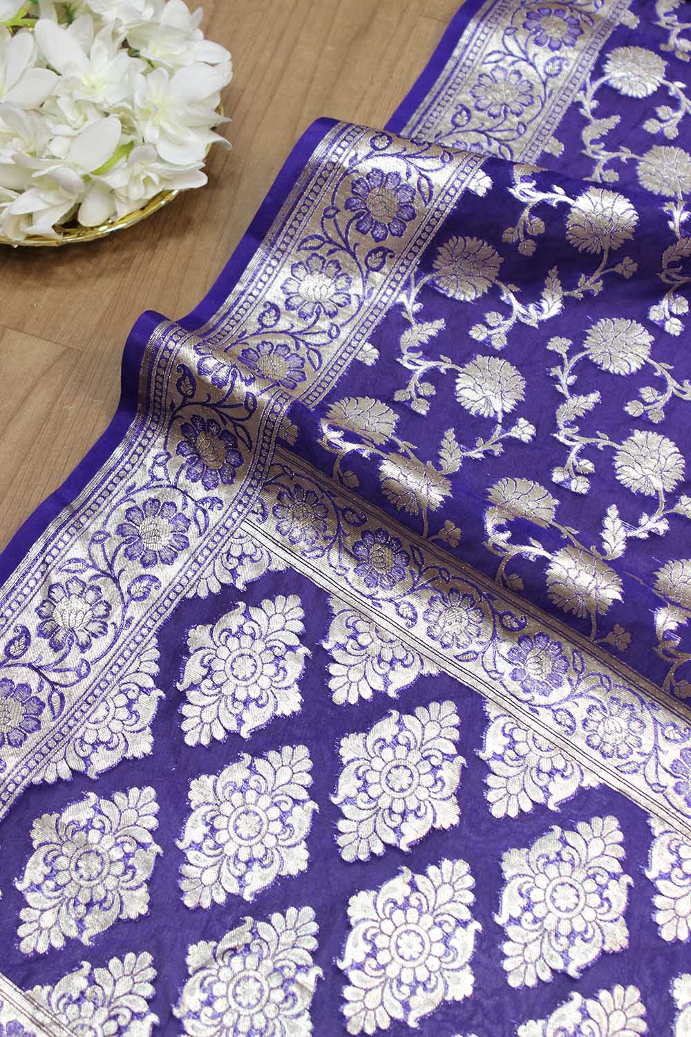 Stunning Blue Banarasi Organza Dupatta - Perfect for Any Occasion - Luxurion World