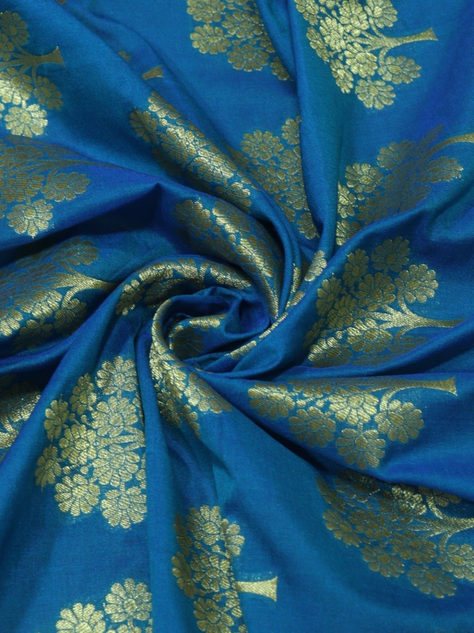 Blue Banarasi Silk Fabric (1 Mtr) - Luxurion World