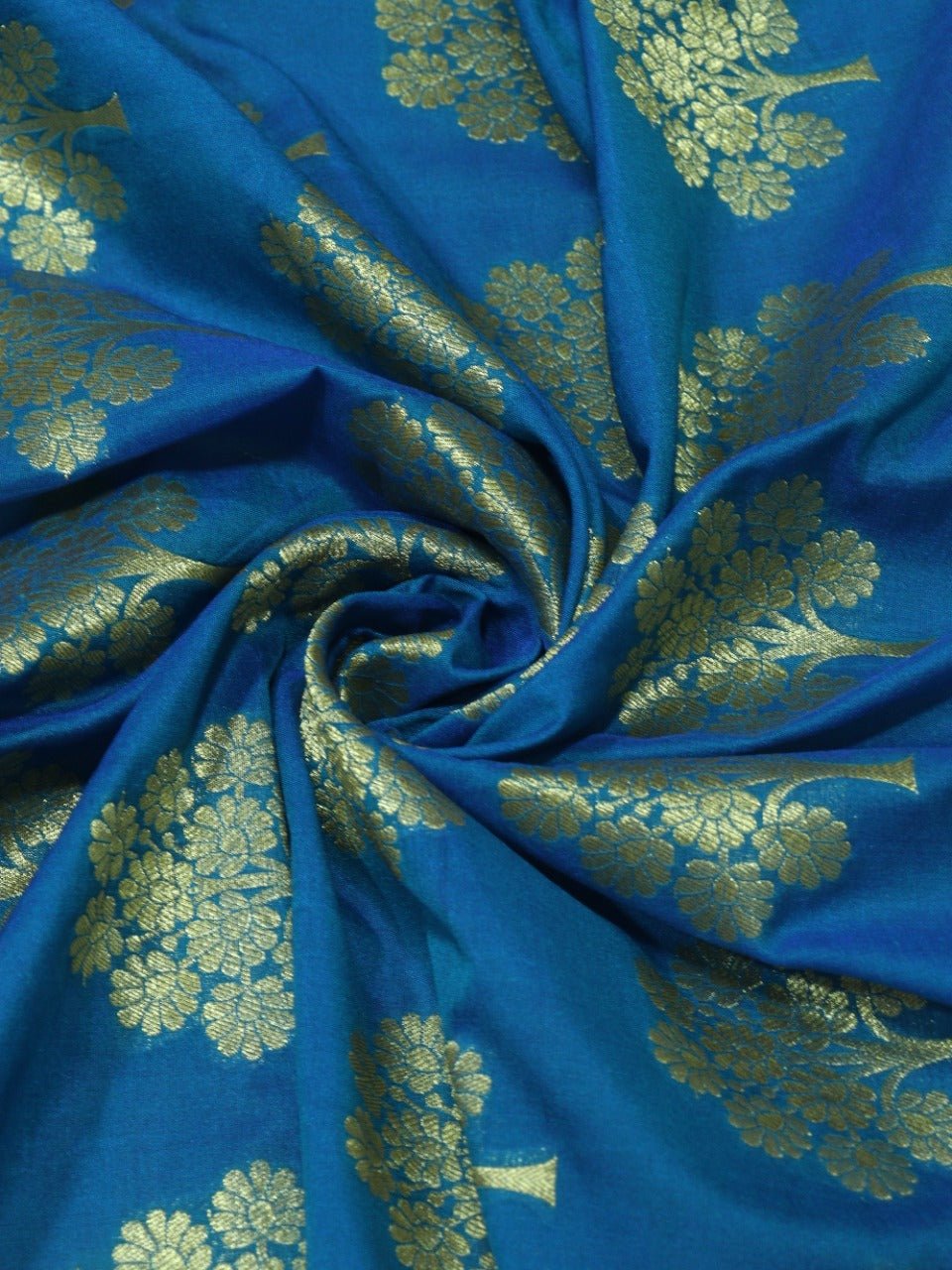 Blue Banarasi Silk Fabric (1 Mtr) - Luxurion World