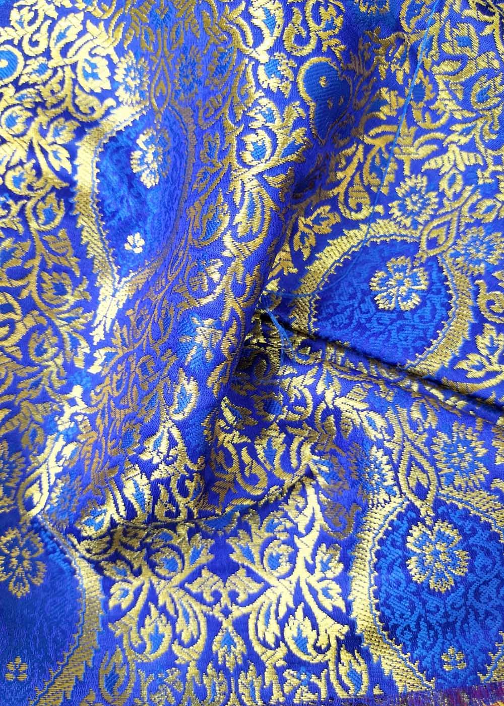 Blue Banarasi Silk Fabric ( 1 Mtr ) - Luxurion World