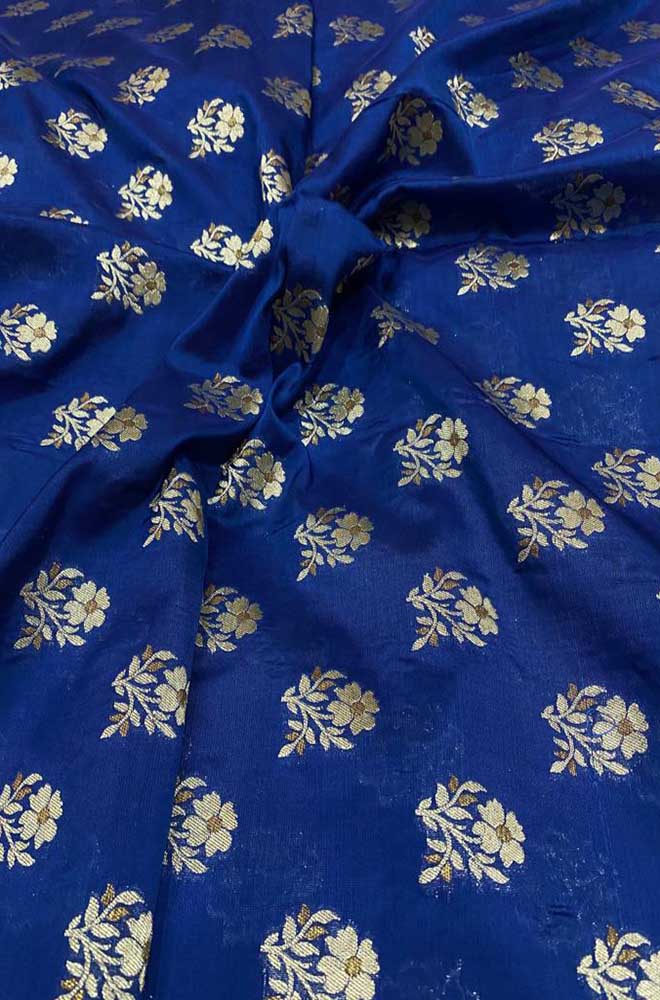 Blue Banarasi Silk Fabric ( 1 Mtr ) - Luxurion World