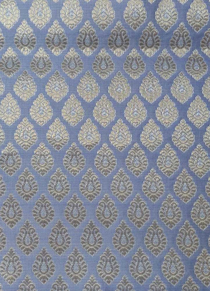 Blue Banarasi Silk Fabric ( 1 Mtr ) - Luxurion World