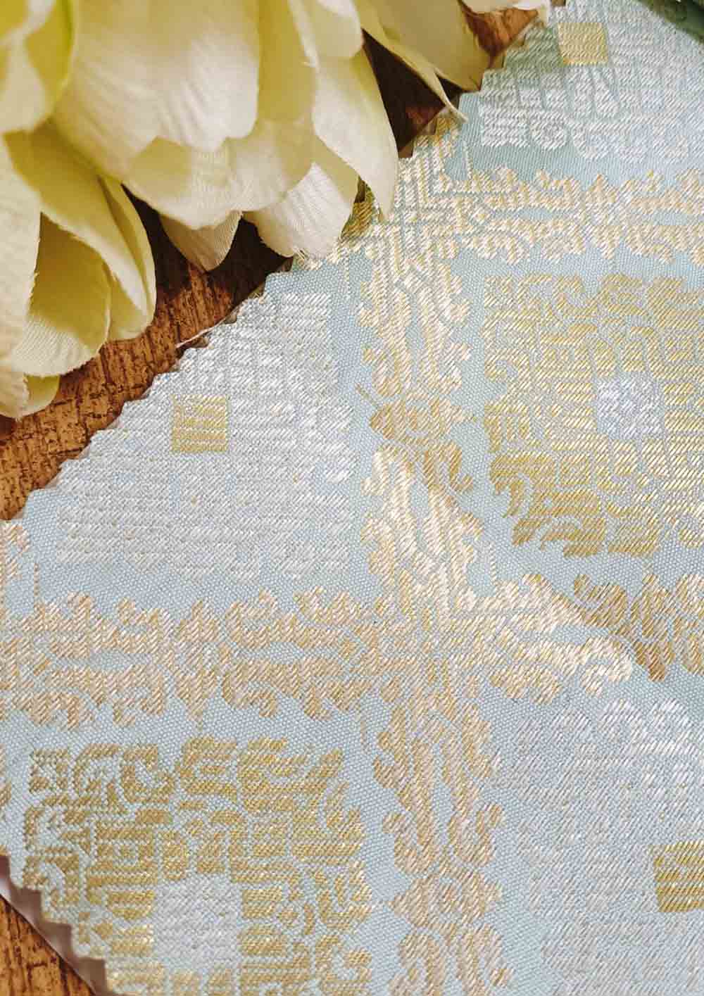 Blue Banarasi Silk Fabric ( 1 Mtr ) - Luxurion World