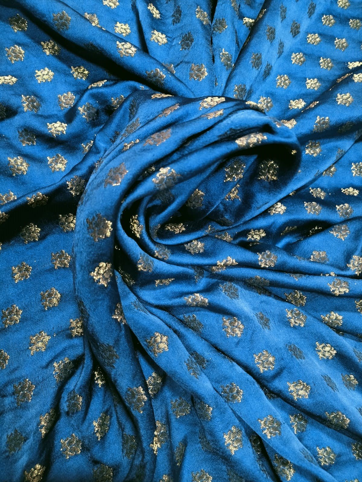 Blue Banarasi Silk Fabric (1 Mtrs ) - Luxurion World