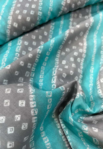 Blue Bandhani Block Printed Cotton Fabric ( 1 Mtr ) - Luxurion World