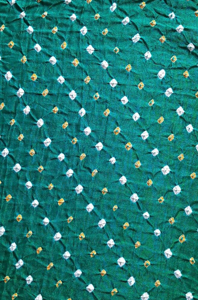 Blue Bandhani Pure Gajji Silk Fabric ( 6 Mtrs ) - Luxurion World