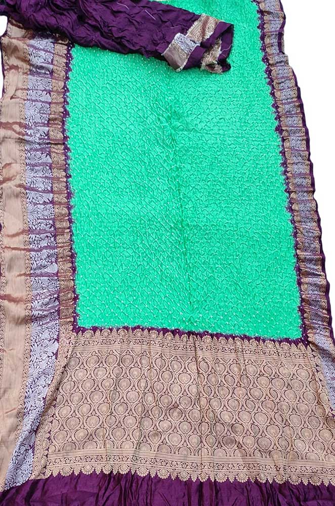 Blue Bandhani Pure Silk Kanjeevaram Border Saree - Luxurion World