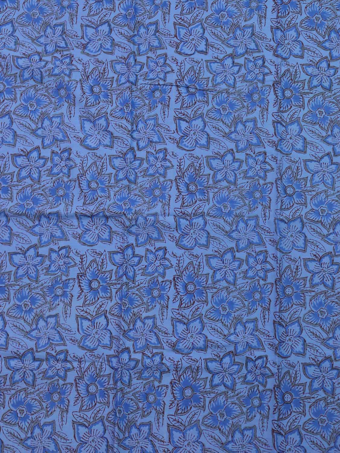 Blue Block Printed Cotton Fabric ( 2.5 Mtr ) - Luxurion World
