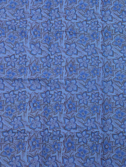 Blue Block Printed Cotton Fabric ( 2.5 Mtr ) - Luxurion World