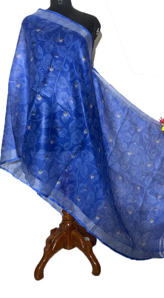 Blue Digital Printed Linen Dupatta - Luxurion World