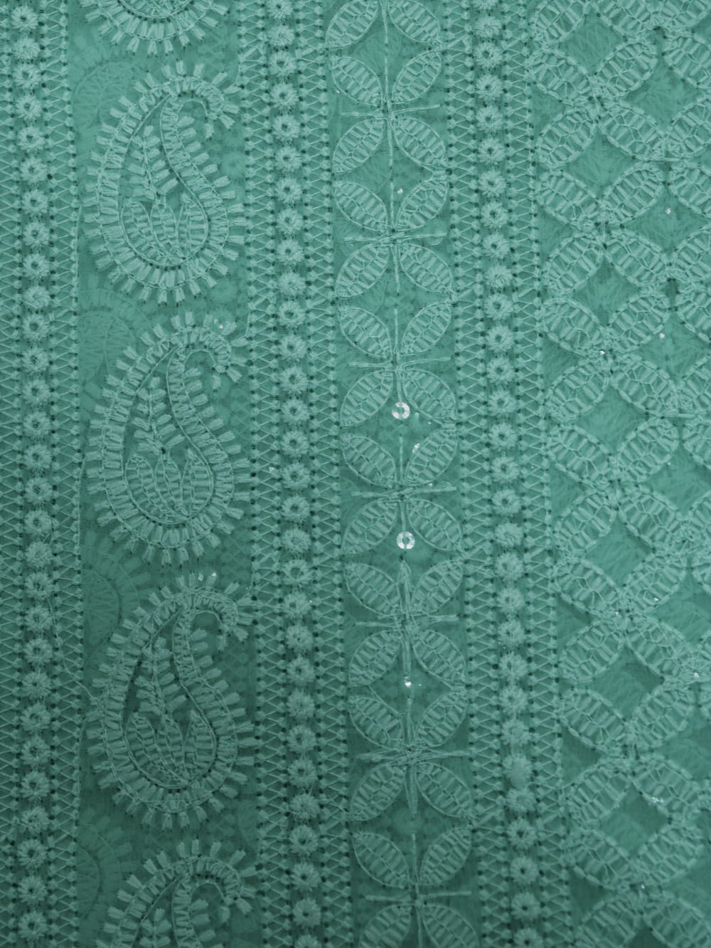 Blue Embroidered Chikankari Georgette Fabric (0.5 Mtr) - Luxurion World