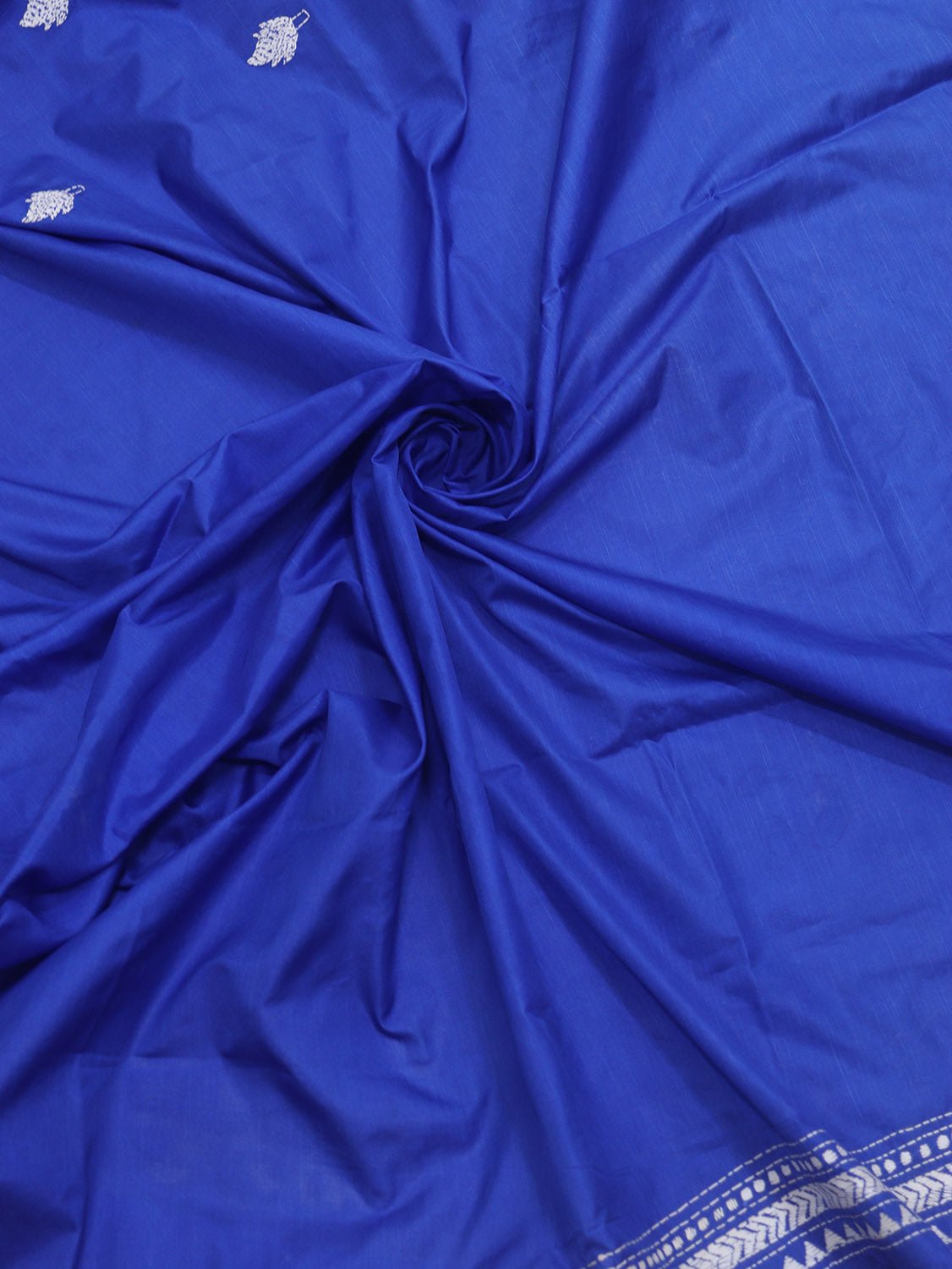 Blue Hand Embroidered Kantha Pure Bangalore Silk Saree - Luxurion World