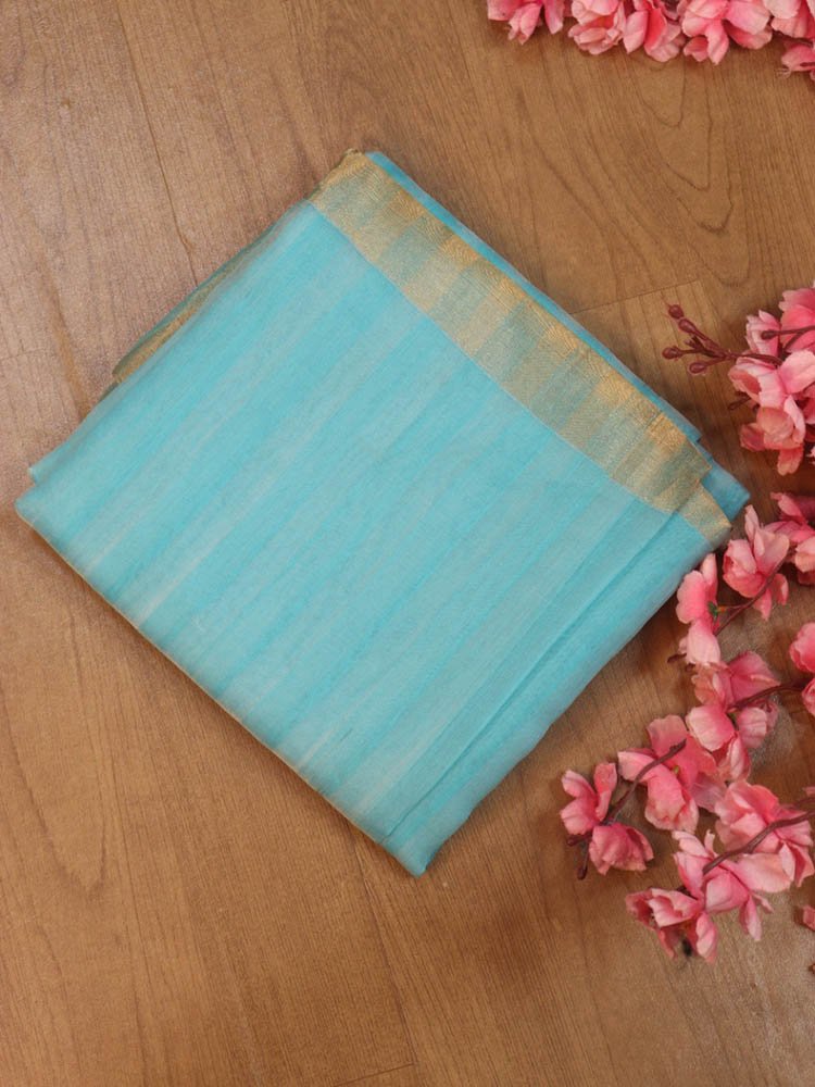 Stunning Blue Handloom Chanderi Cotton Silk Saree - Perfect for Any Occasion! - Luxurion World