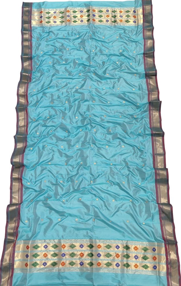 Blue Paithani Pure Silk Dupatta - Luxurion World