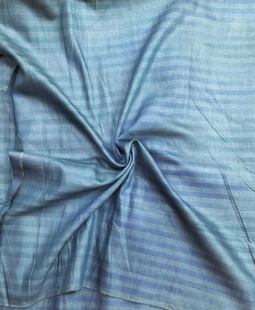 Blue Plain Bhagalpur Silk Fabric ( 1 Mtr ) - Luxurion World