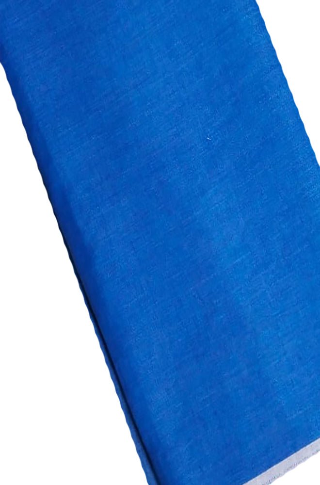 Blue Plain Pure Linen Fabric ( 1 Mtr ) - Luxurion World